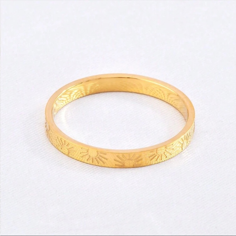 Gold plated stainless steel sun ring band